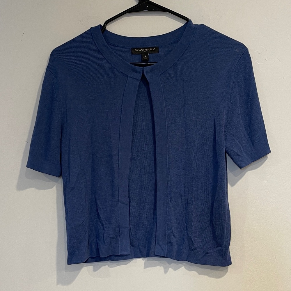Banana Republic Blue Short Sleeve Cardigan Size Small